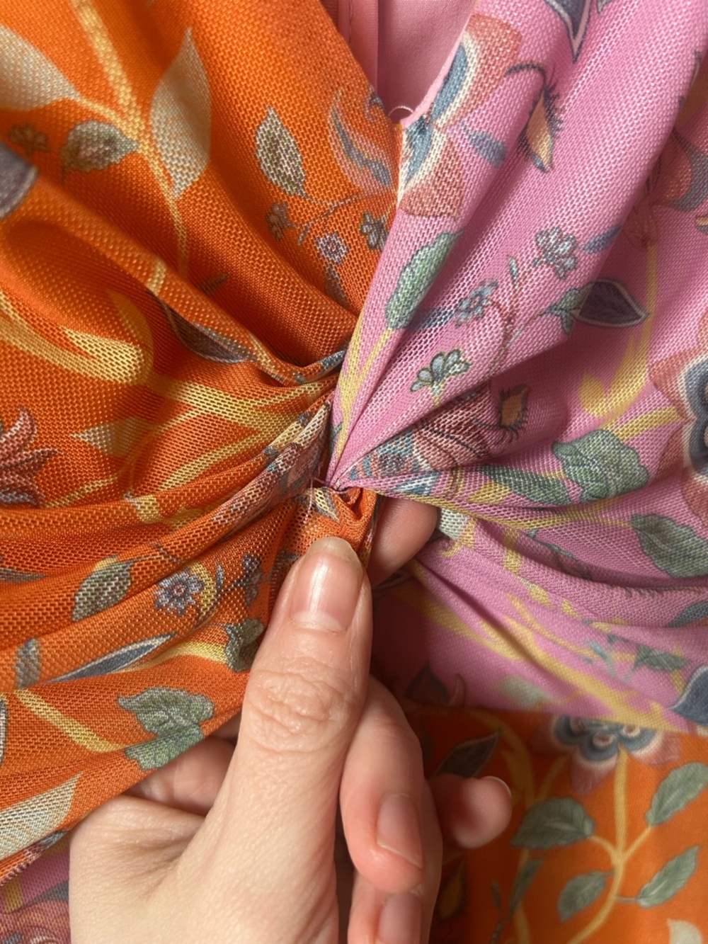 Anthropologie x Rachel Antonoff Olivia Dress - Two-Tone Floral Midi Pink&Orange - Picture 9 of 10